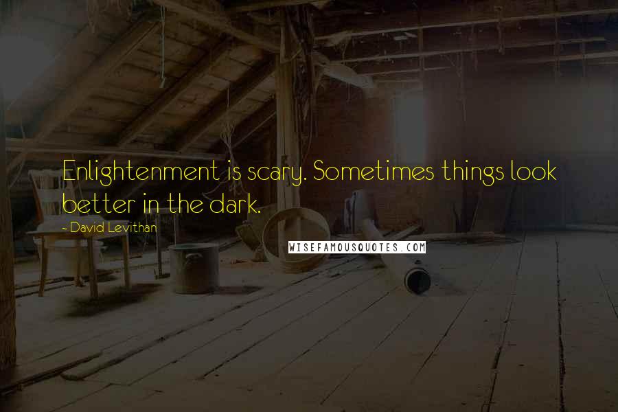 David Levithan Quotes: Enlightenment is scary. Sometimes things look better in the dark.