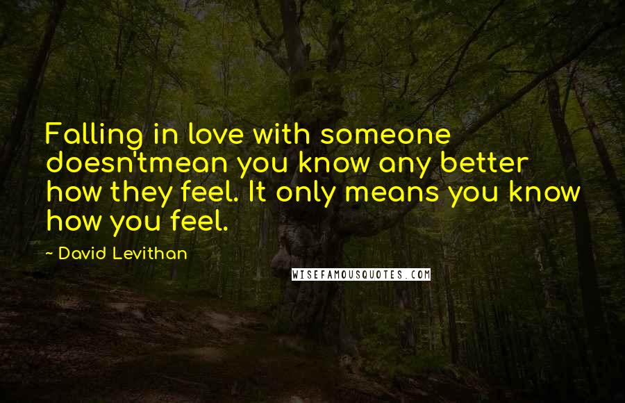 David Levithan Quotes: Falling in love with someone doesn'tmean you know any better how they feel. It only means you know how you feel.