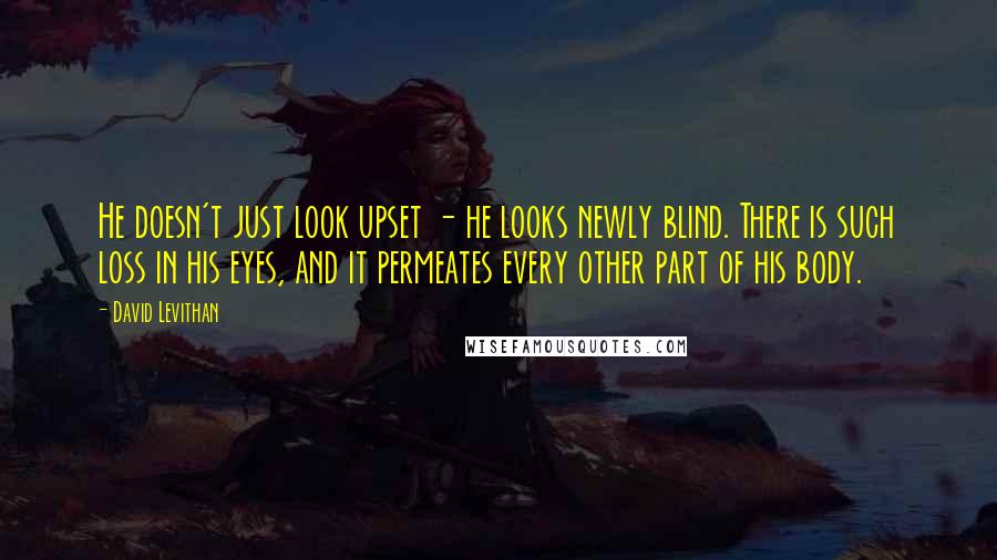 David Levithan Quotes: He doesn't just look upset - he looks newly blind. There is such loss in his eyes, and it permeates every other part of his body.