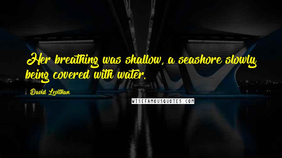 David Levithan Quotes: Her breathing was shallow, a seashore slowly being covered with water.