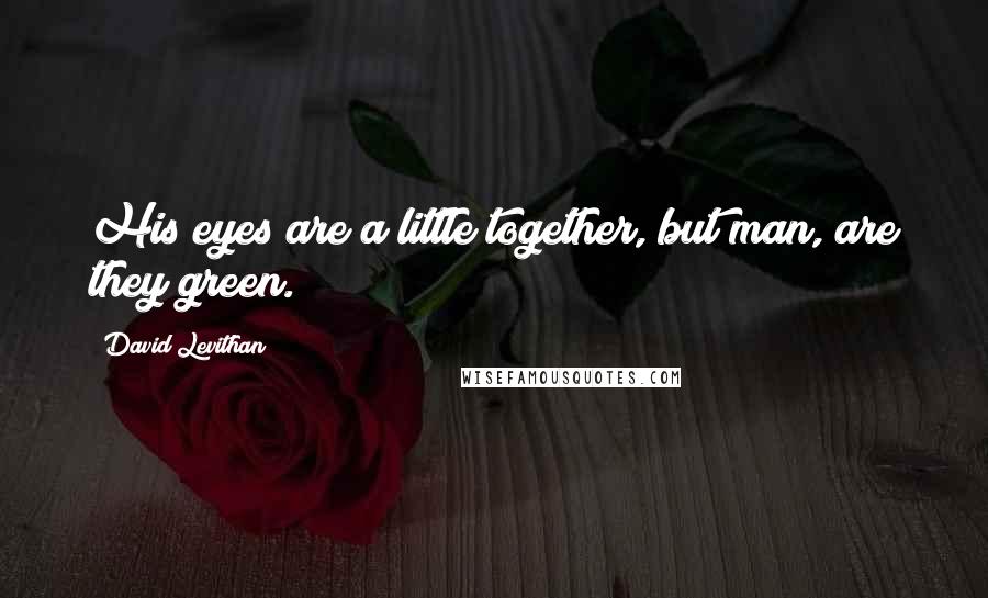 David Levithan Quotes: His eyes are a little together, but man, are they green.