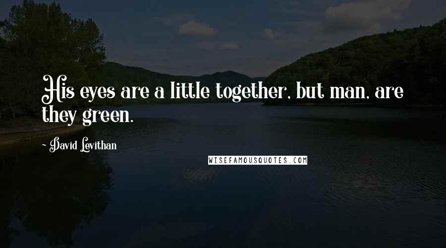 David Levithan Quotes: His eyes are a little together, but man, are they green.