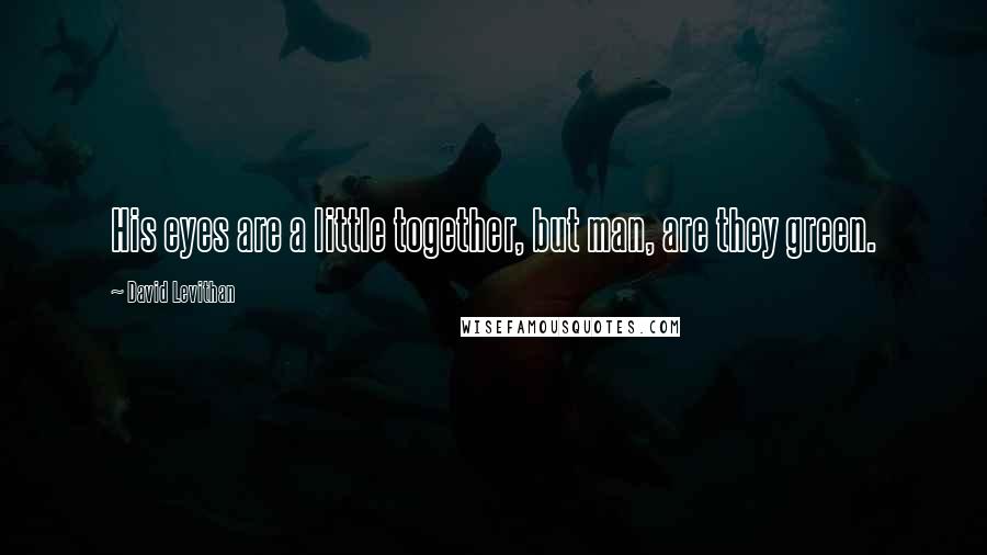 David Levithan Quotes: His eyes are a little together, but man, are they green.