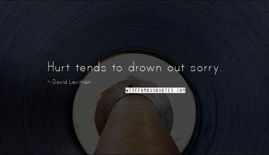 David Levithan Quotes: Hurt tends to drown out sorry.