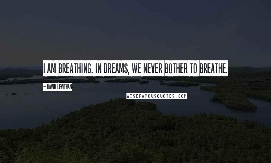 David Levithan Quotes: I am breathing. In dreams, we never bother to breathe.