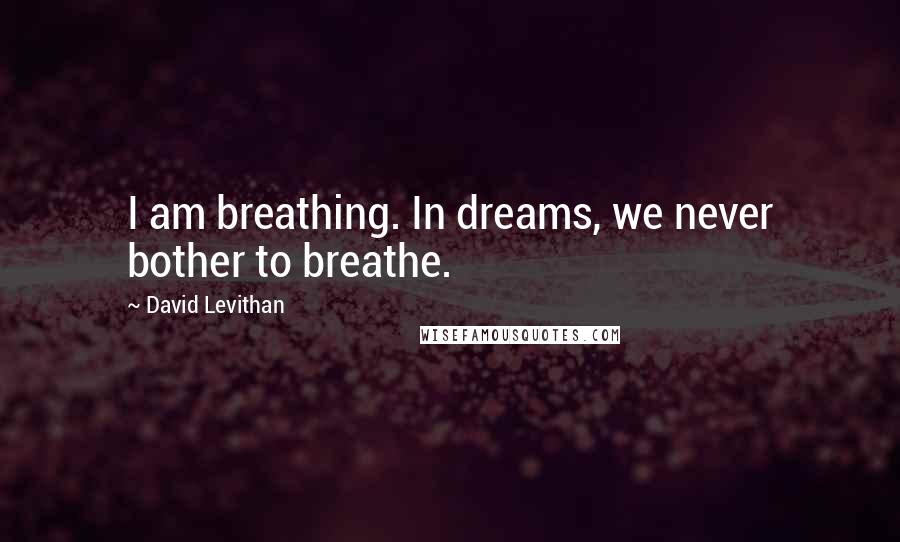 David Levithan Quotes: I am breathing. In dreams, we never bother to breathe.