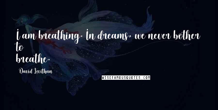 David Levithan Quotes: I am breathing. In dreams, we never bother to breathe.
