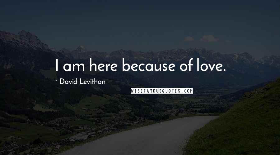 David Levithan Quotes: I am here because of love.