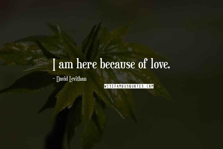 David Levithan Quotes: I am here because of love.