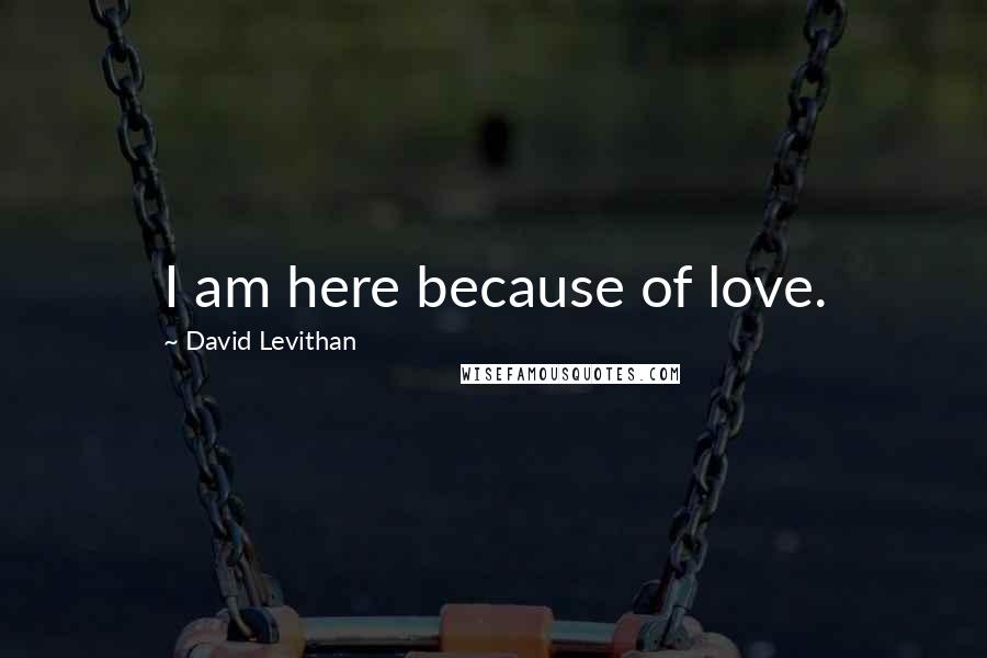 David Levithan Quotes: I am here because of love.