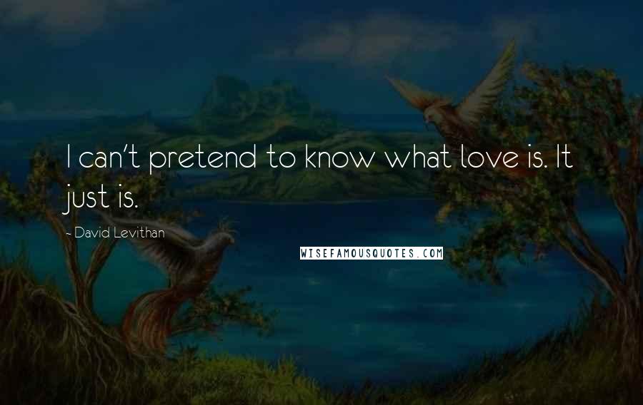 David Levithan Quotes: I can't pretend to know what love is. It just is.