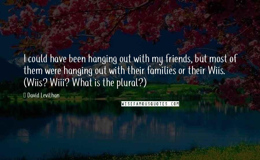 David Levithan Quotes: I could have been hanging out with my friends, but most of them were hanging out with their families or their Wiis. (Wiis? Wiii? What is the plural?)