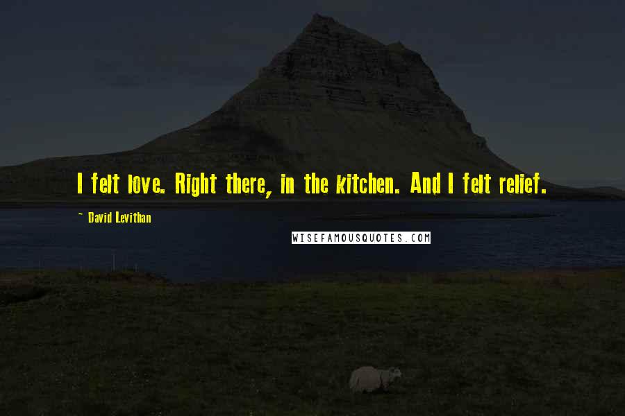 David Levithan Quotes: I felt love. Right there, in the kitchen. And I felt relief.