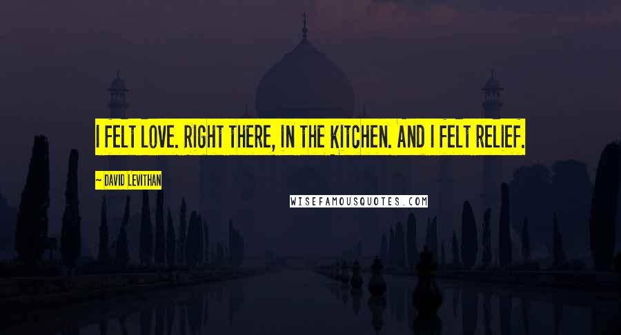 David Levithan Quotes: I felt love. Right there, in the kitchen. And I felt relief.