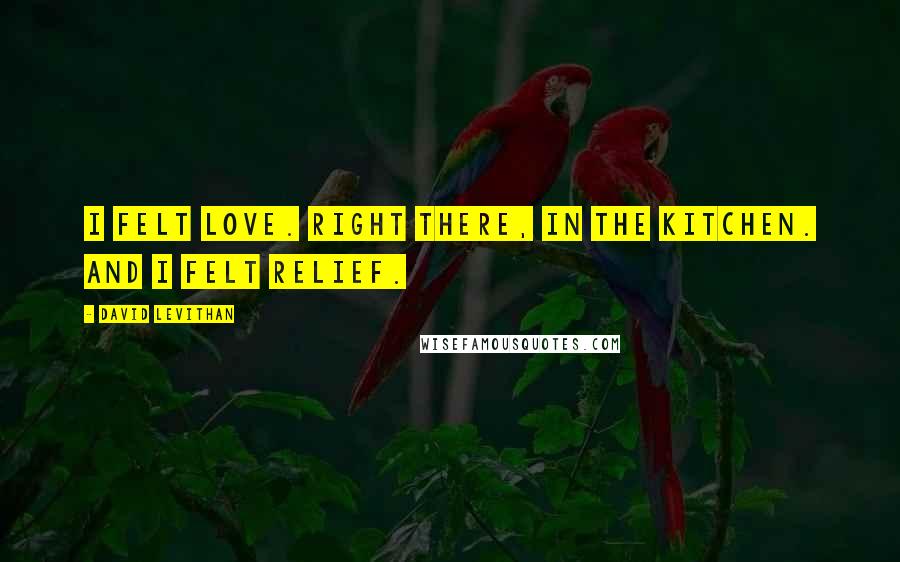 David Levithan Quotes: I felt love. Right there, in the kitchen. And I felt relief.