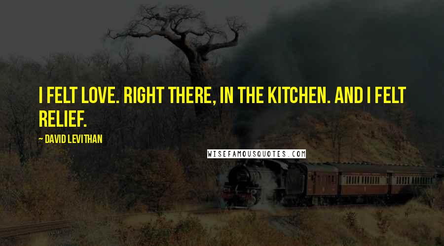David Levithan Quotes: I felt love. Right there, in the kitchen. And I felt relief.