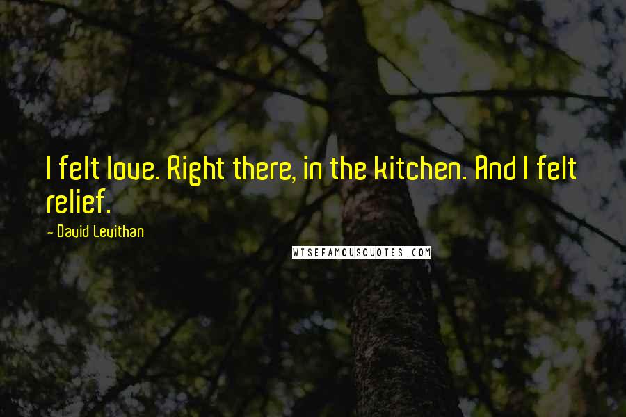 David Levithan Quotes: I felt love. Right there, in the kitchen. And I felt relief.