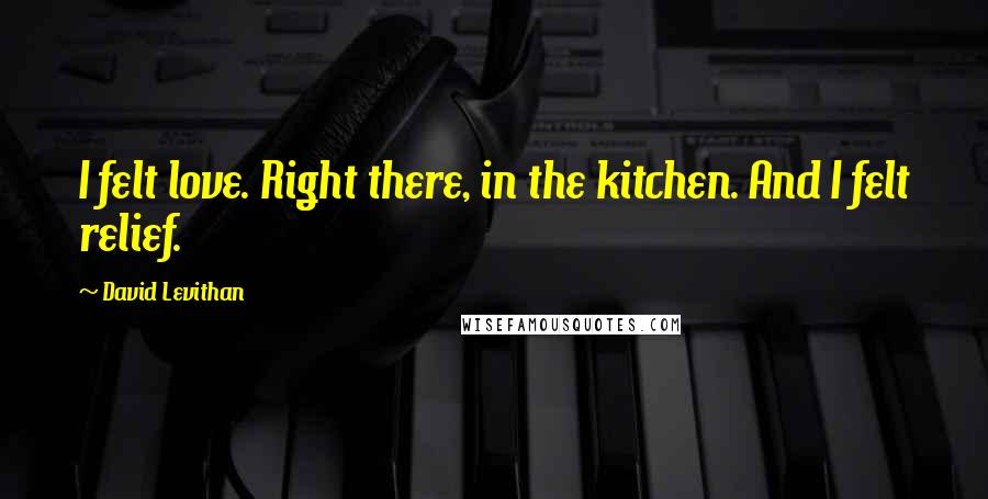 David Levithan Quotes: I felt love. Right there, in the kitchen. And I felt relief.