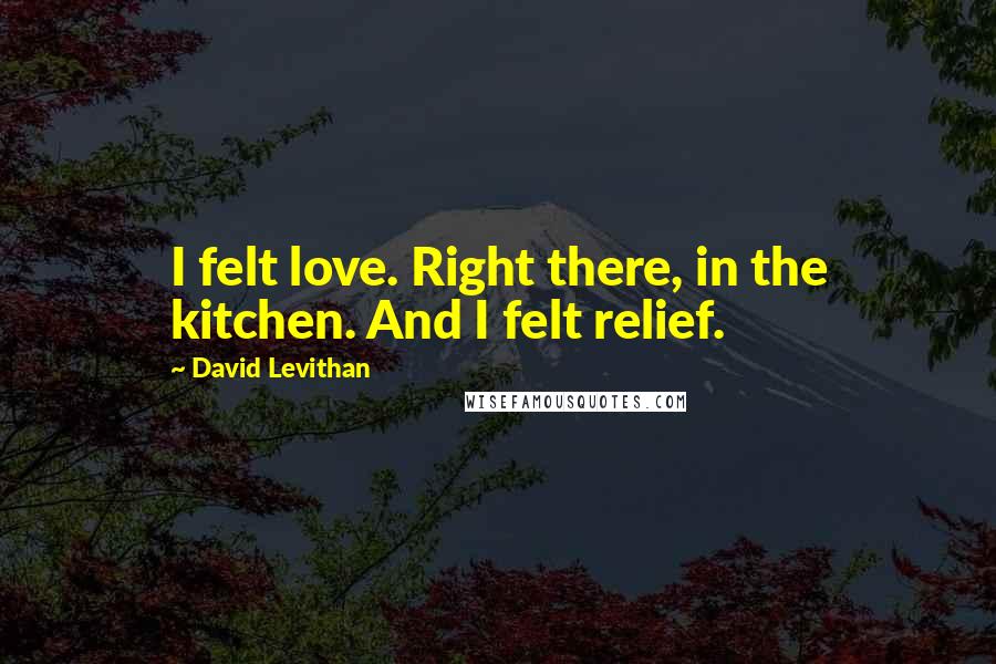 David Levithan Quotes: I felt love. Right there, in the kitchen. And I felt relief.