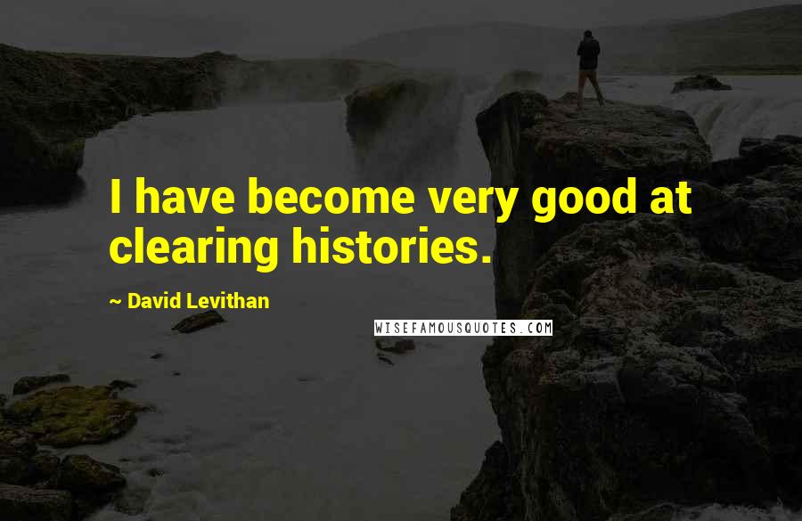 David Levithan Quotes: I have become very good at clearing histories.