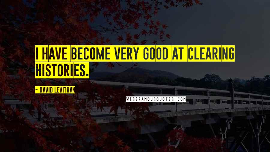 David Levithan Quotes: I have become very good at clearing histories.