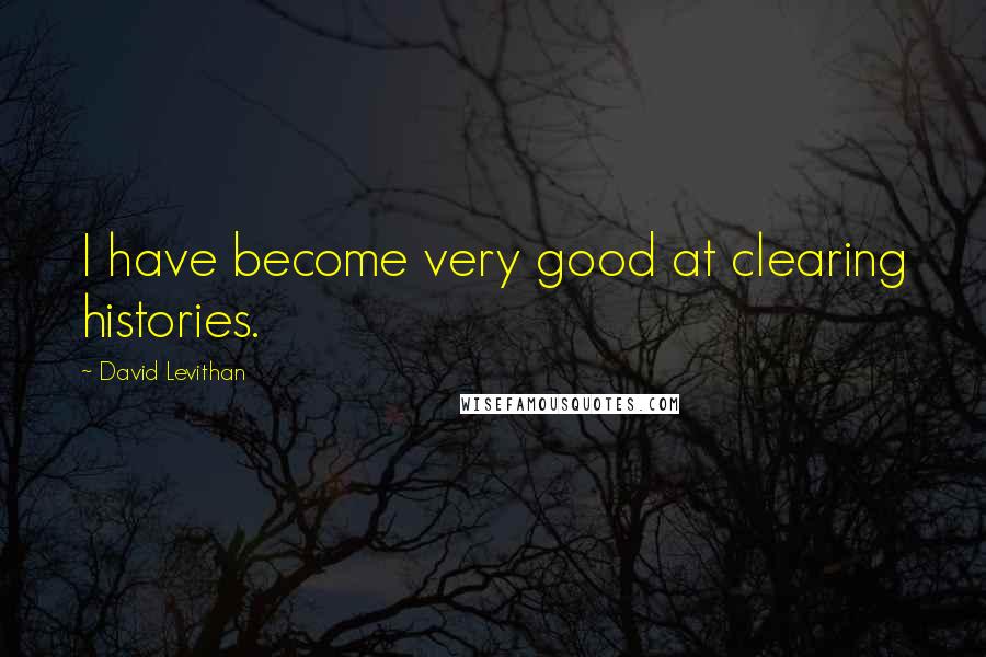 David Levithan Quotes: I have become very good at clearing histories.