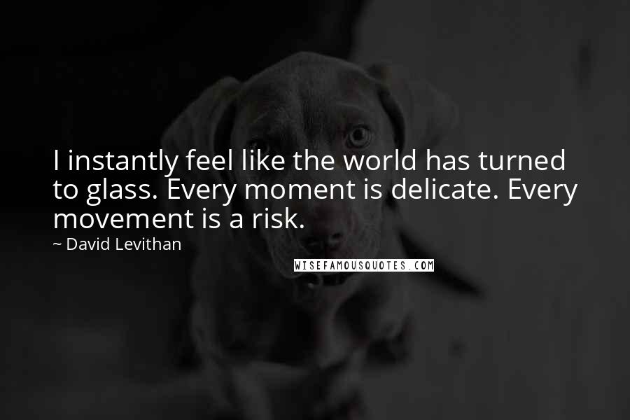 David Levithan Quotes: I instantly feel like the world has turned to glass. Every moment is delicate. Every movement is a risk.