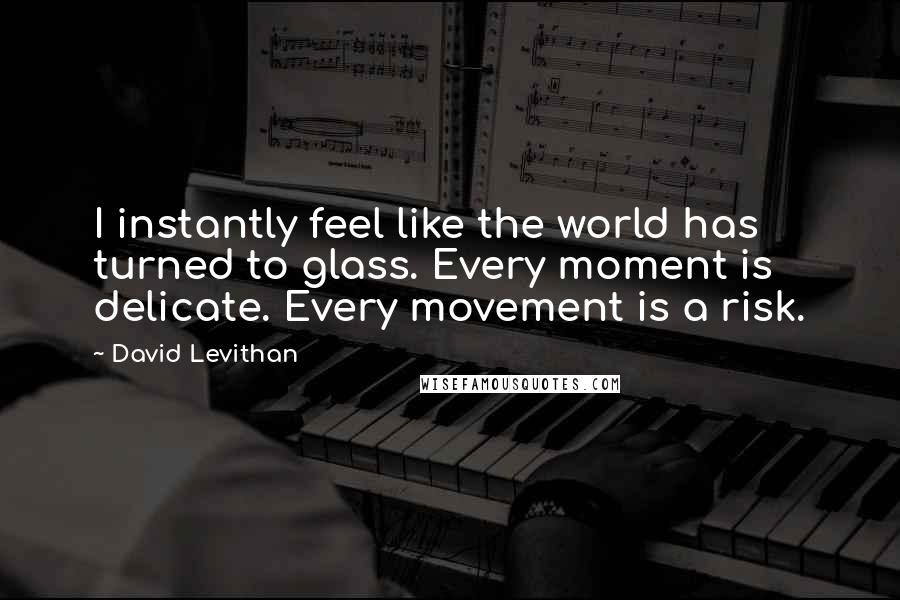 David Levithan Quotes: I instantly feel like the world has turned to glass. Every moment is delicate. Every movement is a risk.