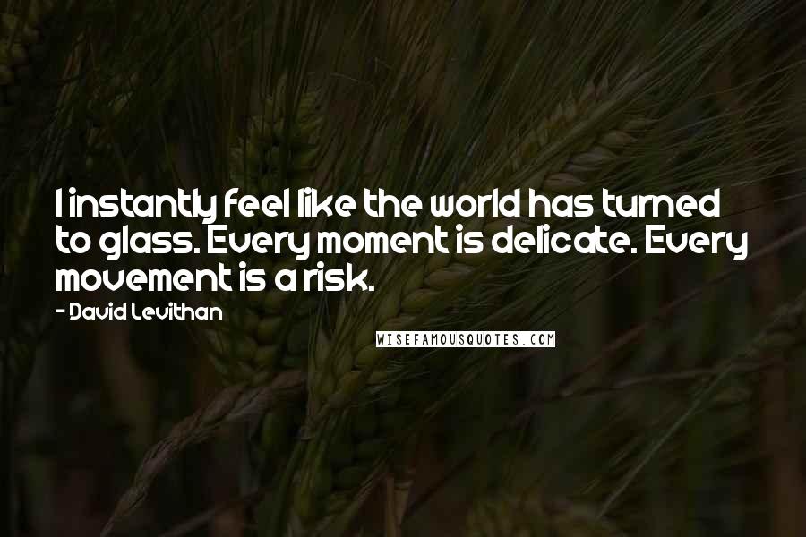 David Levithan Quotes: I instantly feel like the world has turned to glass. Every moment is delicate. Every movement is a risk.