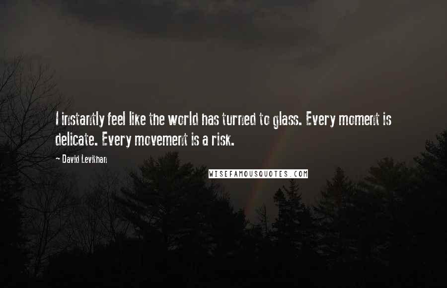 David Levithan Quotes: I instantly feel like the world has turned to glass. Every moment is delicate. Every movement is a risk.