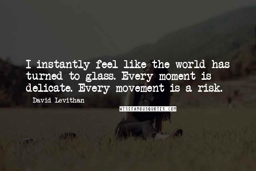 David Levithan Quotes: I instantly feel like the world has turned to glass. Every moment is delicate. Every movement is a risk.