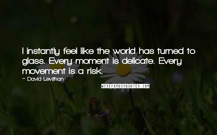 David Levithan Quotes: I instantly feel like the world has turned to glass. Every moment is delicate. Every movement is a risk.