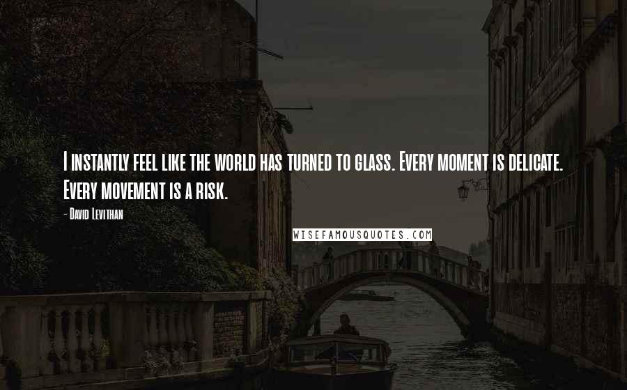 David Levithan Quotes: I instantly feel like the world has turned to glass. Every moment is delicate. Every movement is a risk.