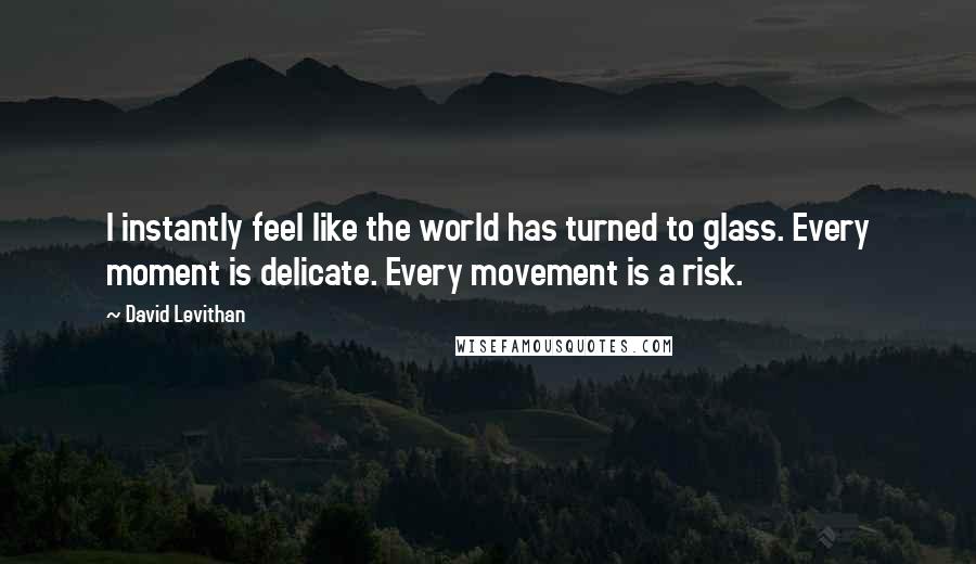 David Levithan Quotes: I instantly feel like the world has turned to glass. Every moment is delicate. Every movement is a risk.