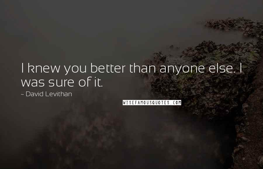 David Levithan Quotes: I knew you better than anyone else. I was sure of it.