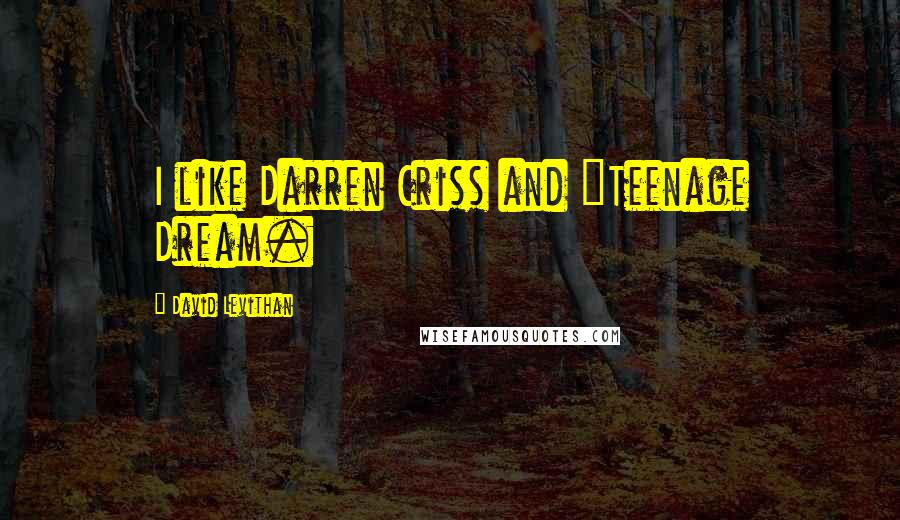 David Levithan Quotes: I like Darren Criss and "Teenage Dream.