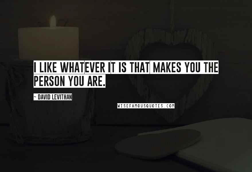 David Levithan Quotes: I like whatever it is that makes you the person you are.