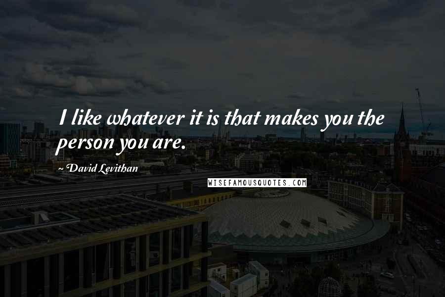 David Levithan Quotes: I like whatever it is that makes you the person you are.