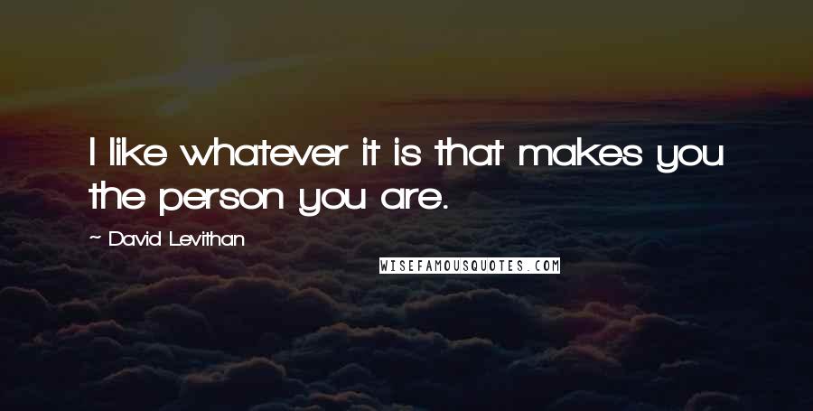 David Levithan Quotes: I like whatever it is that makes you the person you are.