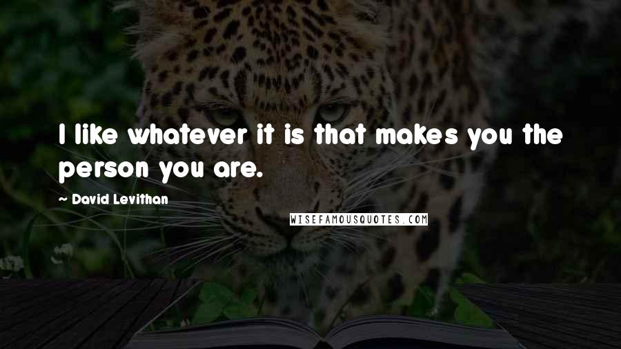 David Levithan Quotes: I like whatever it is that makes you the person you are.