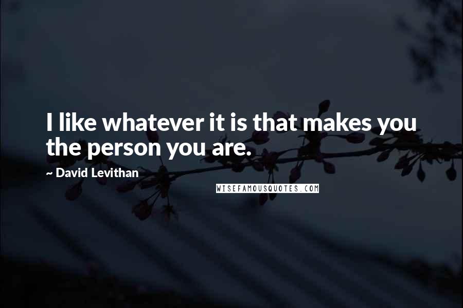 David Levithan Quotes: I like whatever it is that makes you the person you are.