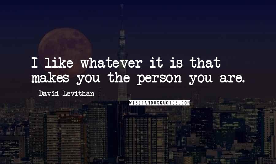 David Levithan Quotes: I like whatever it is that makes you the person you are.