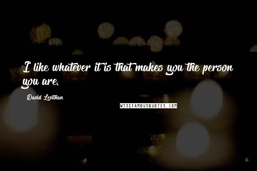 David Levithan Quotes: I like whatever it is that makes you the person you are.