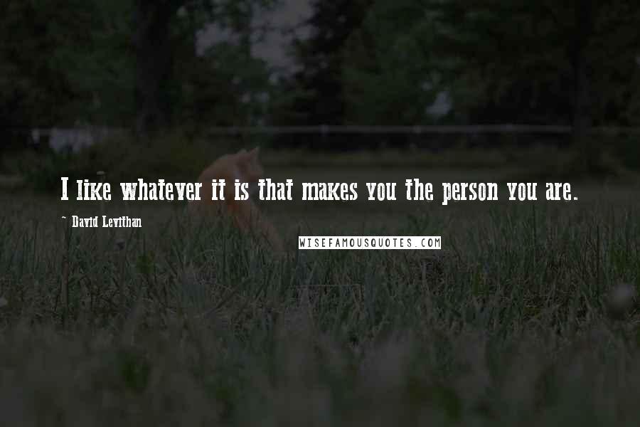 David Levithan Quotes: I like whatever it is that makes you the person you are.