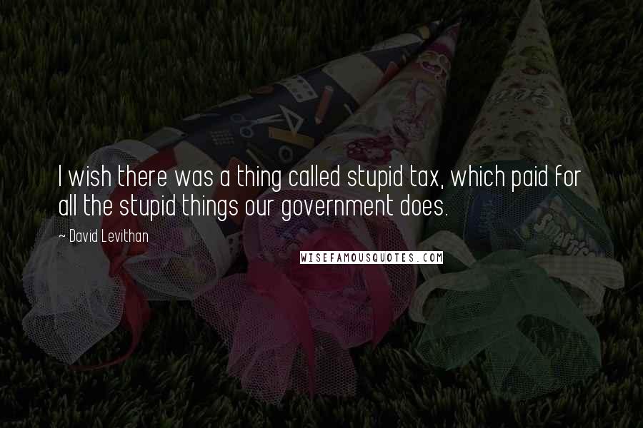 David Levithan Quotes: I wish there was a thing called stupid tax, which paid for all the stupid things our government does.