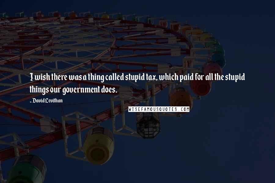 David Levithan Quotes: I wish there was a thing called stupid tax, which paid for all the stupid things our government does.