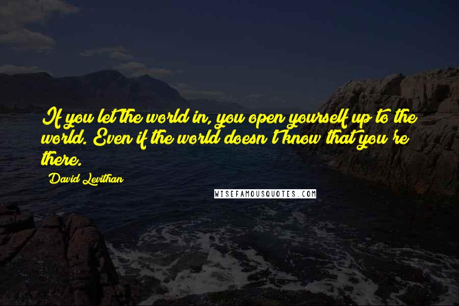 David Levithan Quotes: If you let the world in, you open yourself up to the world. Even if the world doesn't know that you're there.