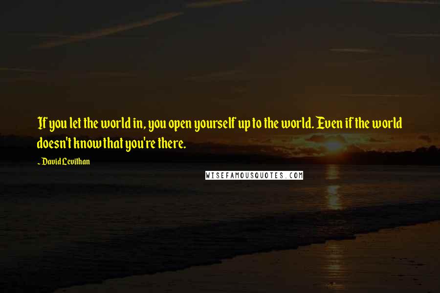 David Levithan Quotes: If you let the world in, you open yourself up to the world. Even if the world doesn't know that you're there.