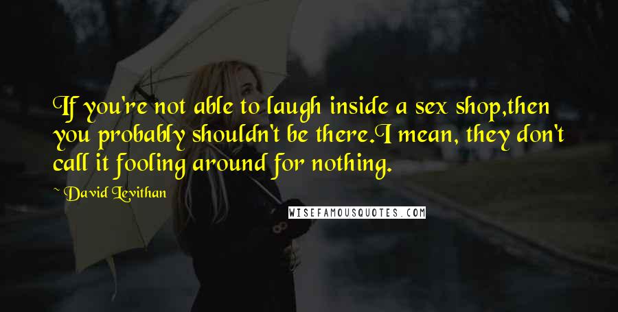 David Levithan Quotes: If you're not able to laugh inside a sex shop,then you probably shouldn't be there.I mean, they don't call it fooling around for nothing.