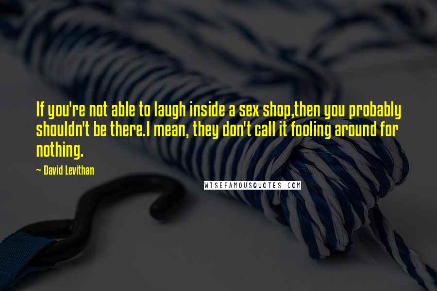 David Levithan Quotes: If you're not able to laugh inside a sex shop,then you probably shouldn't be there.I mean, they don't call it fooling around for nothing.